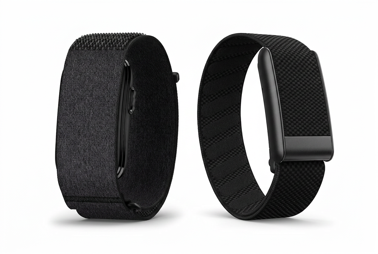 Garmin CIRQA and WHOOP screenless recovery bands side by side