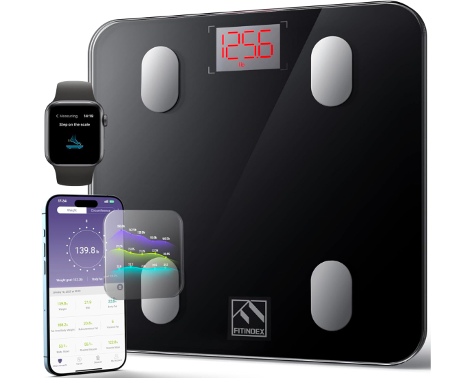 FITINDEX Smart Body Composition Scale with 8 electrodes and app
