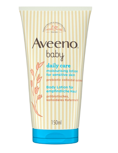 Aveeno Baby Daily Care Moisturising Lotion 150ml tube with prebiotic colloidal oatmeal