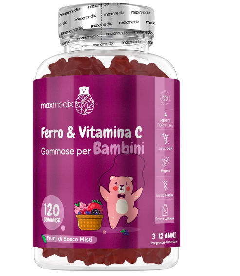 Maxmedix Ferro & Vitamina C Gommose Bambini — 120 Gummies