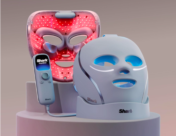 Shark CryoGlow and CryoGlow Plus LED face masks side by side