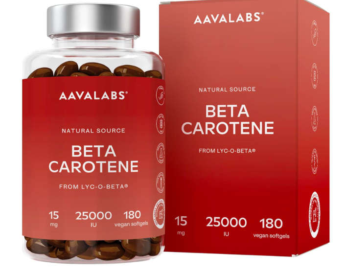 AAVALABS Beta Carotene 25,000 IU bottle and packaging
