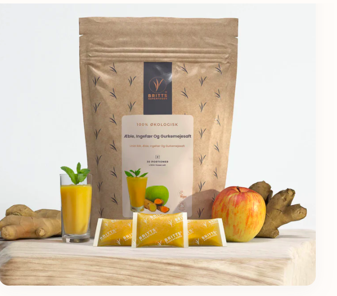 Britts Superfoods Apple, Ginger & Turmeric Juice — organic frozen 30ml shots