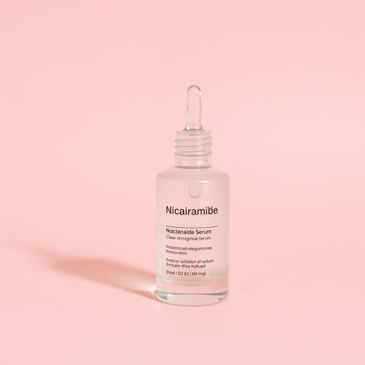 Clear niacinamide serum bottle